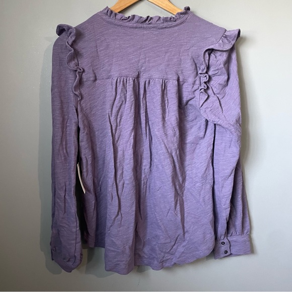 NWT ANTHROPOLOGIE Pilcro Ruffled Henley Top size small lavender - Picture 11 of 16
